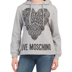LOVE MOSCHINO ⚜ WOMEN'S COTTON LOGO HEART HOODED SWEATSHIRT